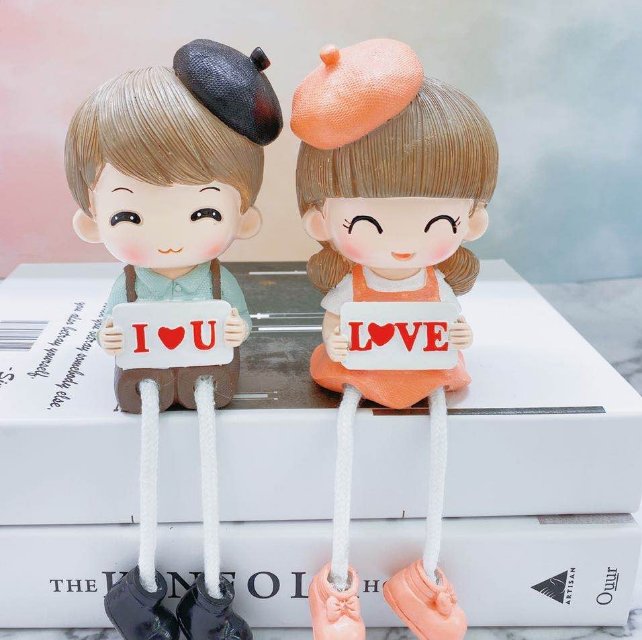 情侣款I LOVE YOU 卡通可爱风树脂摆件