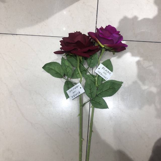 仿真玫瑰花客厅装饰电视柜插花摆设绢花单支塑料假花花束干花摆件