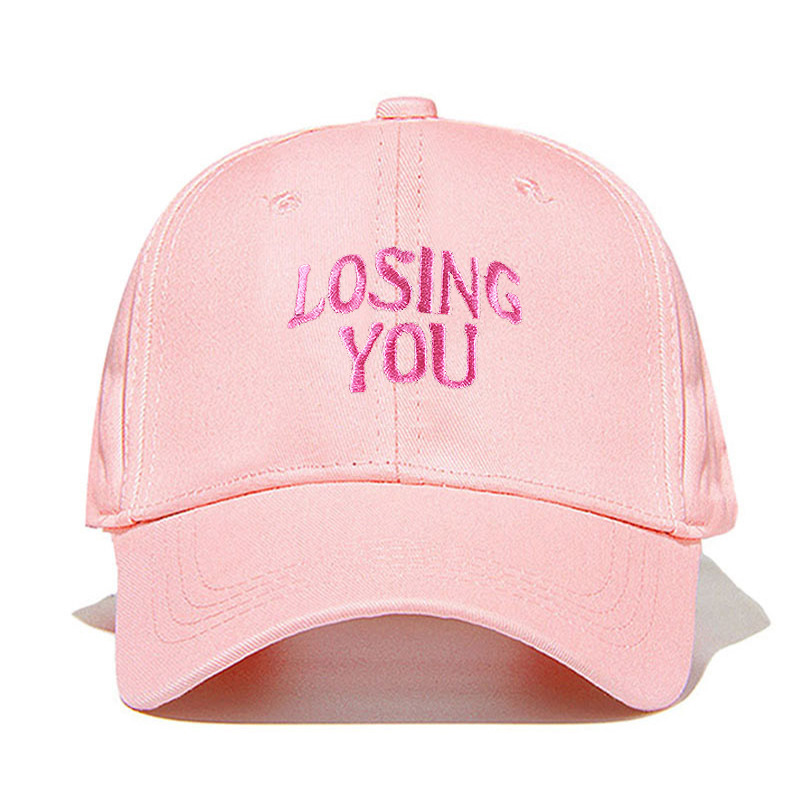 粉色LOSING YOU刺绣男式女式棒球帽可调节扣头帽
