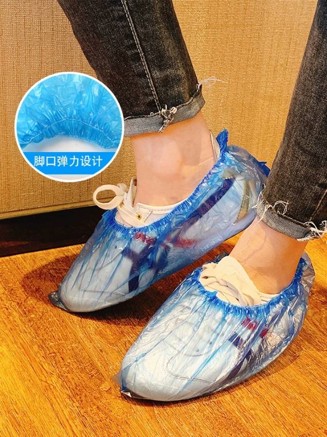 鞋套一次性室内加厚塑料脚套耐磨防尘防水一次性鞋套家用100只装