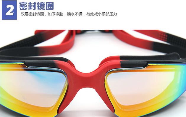 High-definition anti-fog and waterproof large-frame swimming goggles for both men and women, anti-fog and eye-protecting electroplated matte diving goggles, swimming goggles Specification image