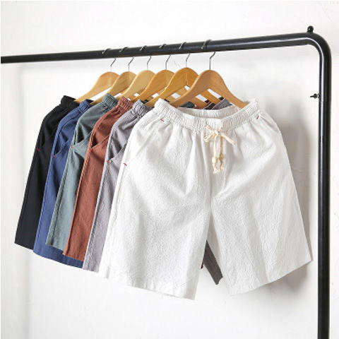 Cotton Shorts Men's Cotton Five-Point Pants Men's Casual Medium Pants Summer Student Loose Beach Pants Sports Pant Top details Picture