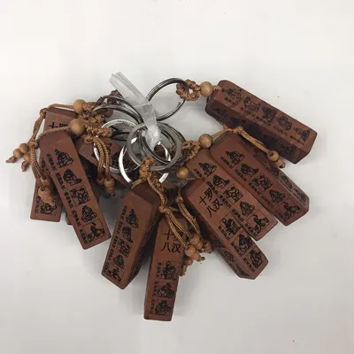 Peachwood Keychain South No Amitabha Pendant Six Character Car Key Ring Chain Accessory