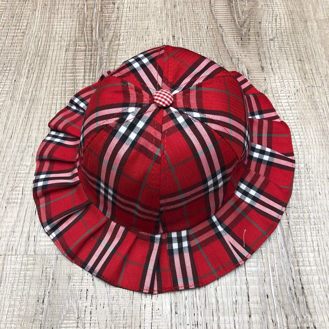 Children's Basin Hat Sun Hat Spring And Autumn Day Plaid Double Basin Hat Baby Hat Sun Hat Boys And Girls Fisherman Hat Tide