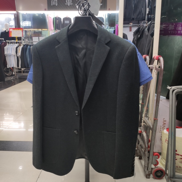 Business suit, woollen, cotton, dark green, 2-button 104th edition, Italian style spring and Autumn wear thumbnail
