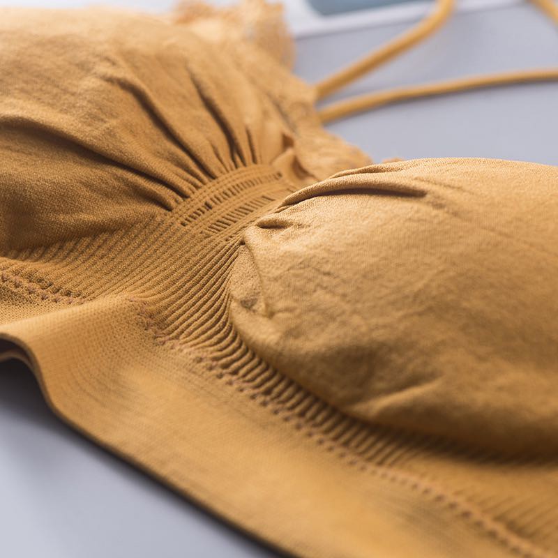 美背内衣女学生韩版无钢圈抹胸蕾丝运动小背心聚拢防下垂文胸裹胸产品图