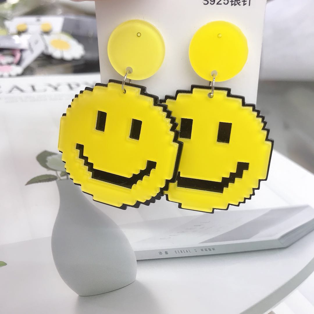 Fashionable personalised smiling face earrings exaggerated hipster earrings thumbnail