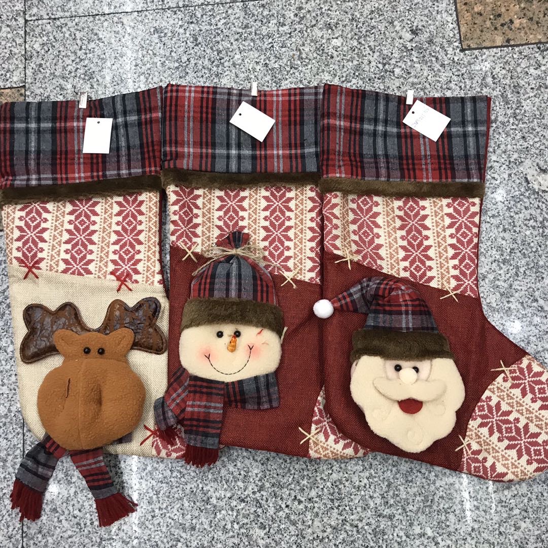 Christmas decorations Christmas stockings Christmas tree ornaments shopping mall scene set up props gift bags thumbnail