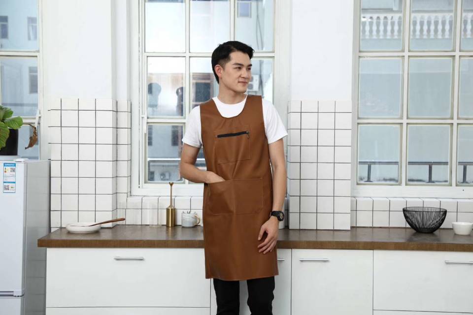 男士皮革马夹围裙无袖罩衣厨房清洁防水防污