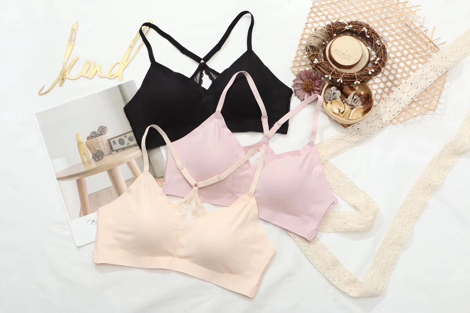 Women Beauty Back Strap Cross Strap Bra Underwear 3 Colors