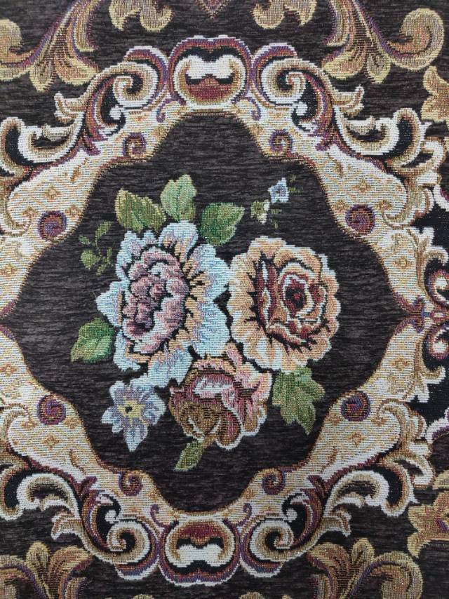 Brown printed Chenille dining chair cushion details Picture