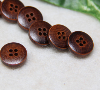 Round Wood Button With Four Eyes And Thin Edges Buckle The Dress Button details Picture
