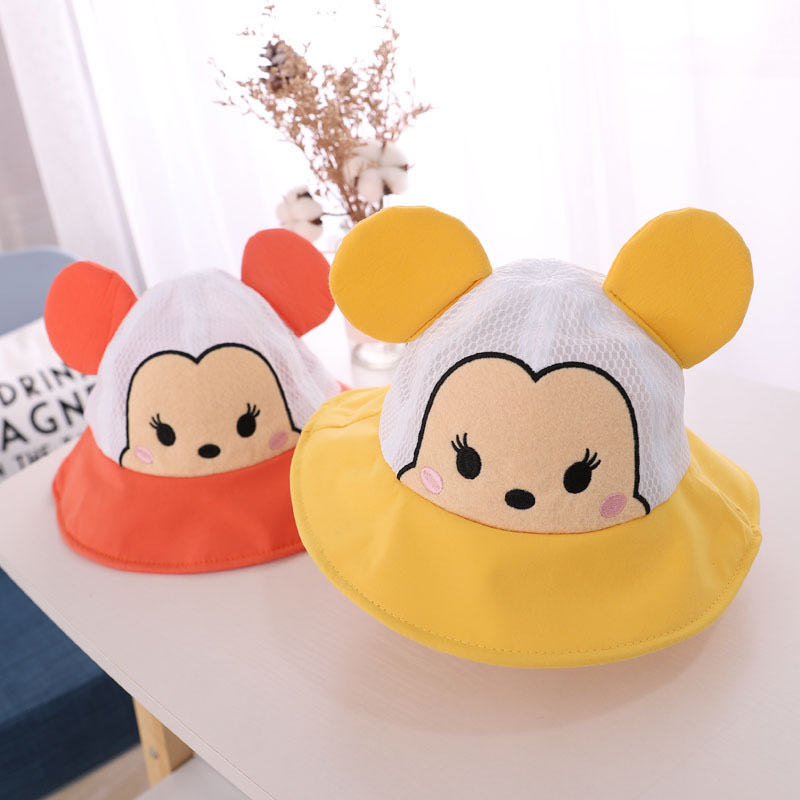 20 Summer Baby Hats Cartoon Mouse Basin Hats Boys And Girls Baby Hollowed Breathable Sun Hats Round Ears Fisherman Hats