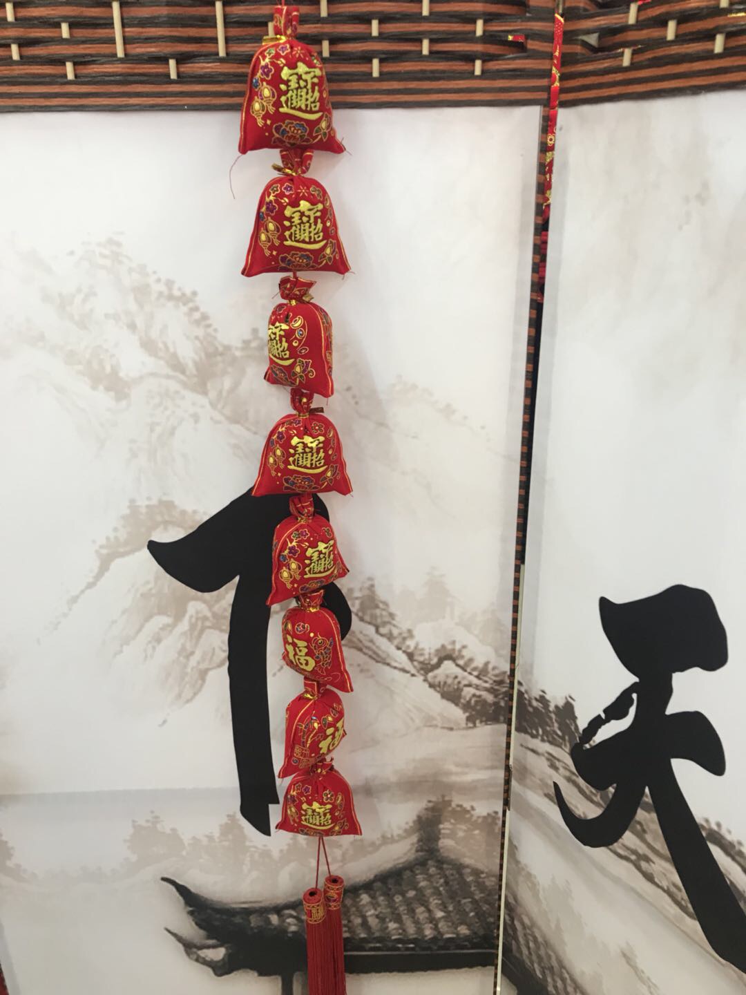 绒布印花八头钱袋挂件婚庆节庆用品