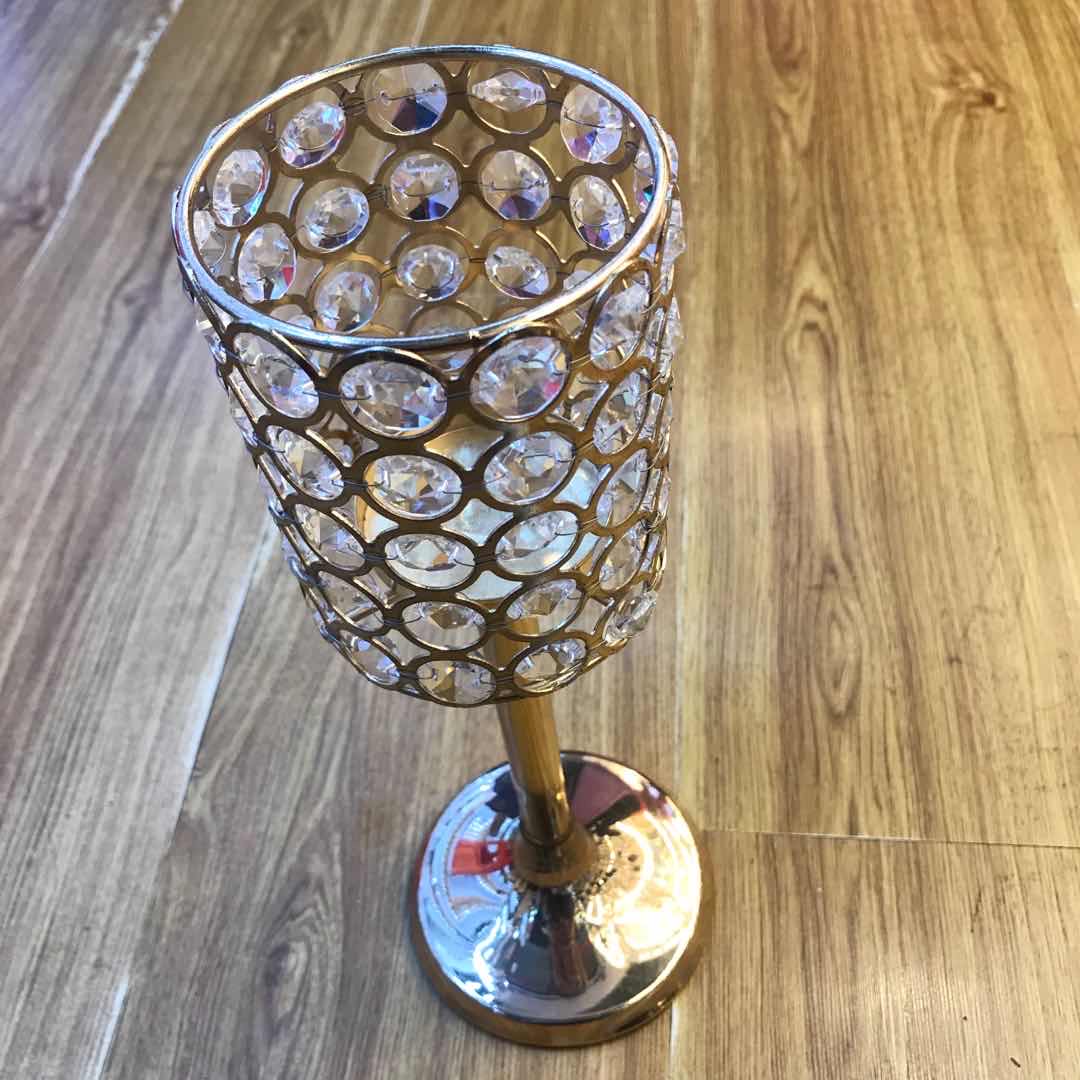 Manufacturers direct Scandinavian glass gold wrought iron candlestick thumbnail