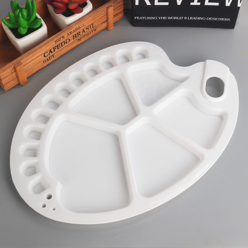 安妮画材 椭圆形17孔优质塑料调色盘 水彩水粉颜料专用调色板美术用品图