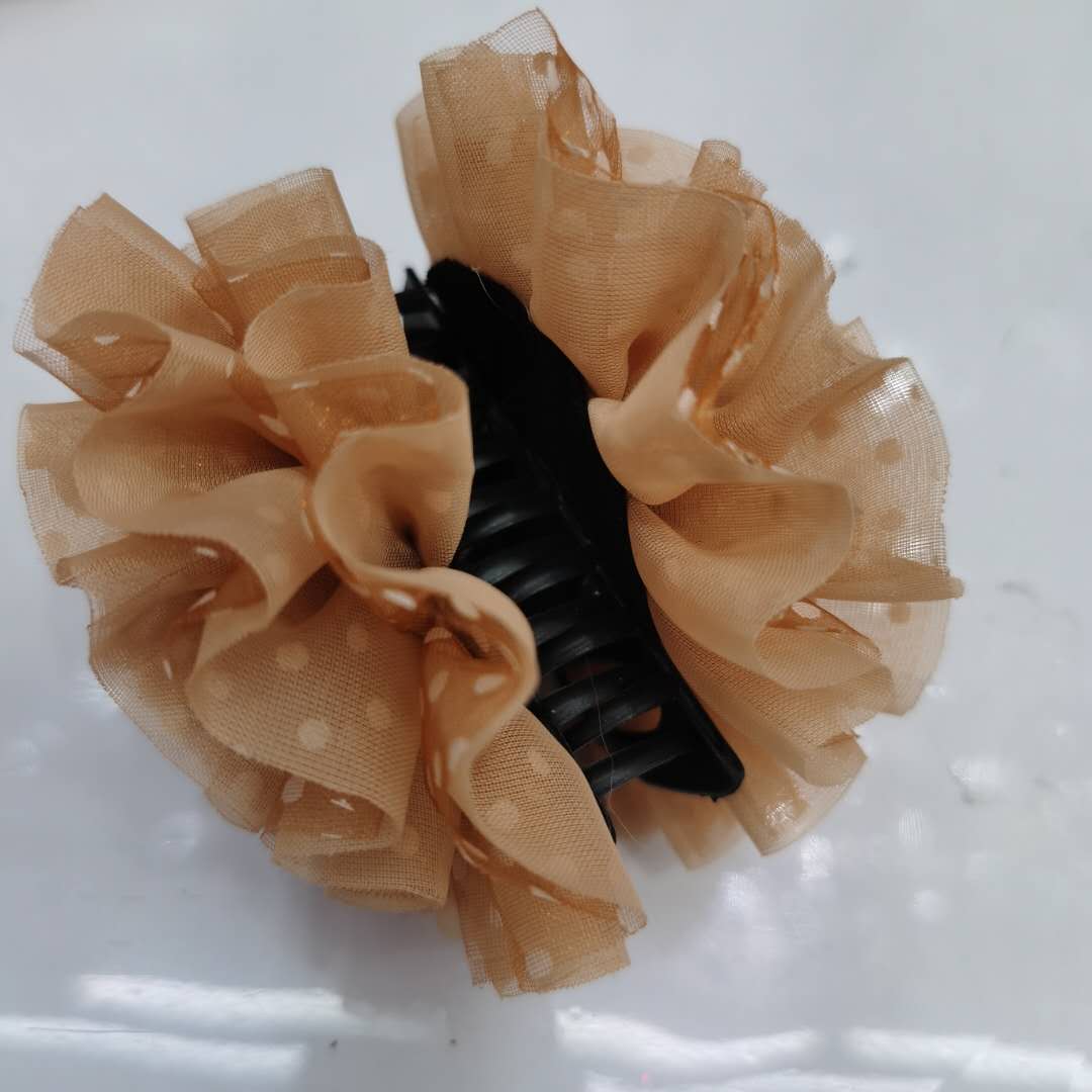 韩版时尚女士百搭热销新款布艺头饰点点发夹细节图