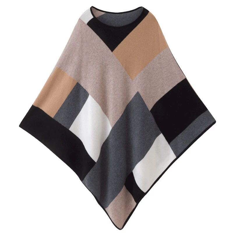 冬季女士百搭保暖休闲几何图案仿羊绒披肩