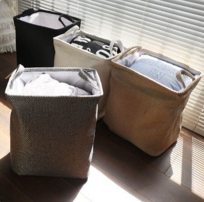 Fabric Cotton Linen Household Clothes Storage Basket Quilt Moving Doggy Bag Bundle Mouth Moisture-Proof Wardrobe Organizer Box