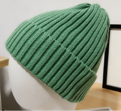 Turquoise Simple Day Tie Straight Woolen Hat Children's Winter Korean Version Of Women's Autumn And Winter Sweet Fluorescent Hat Warm Knit Hat