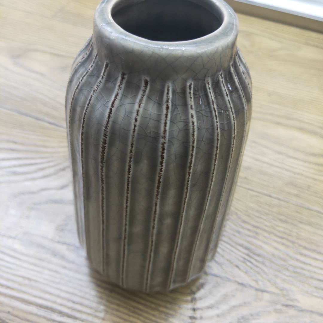 Ceramic cylinder gris jarrón colocar fábrica venta directa
