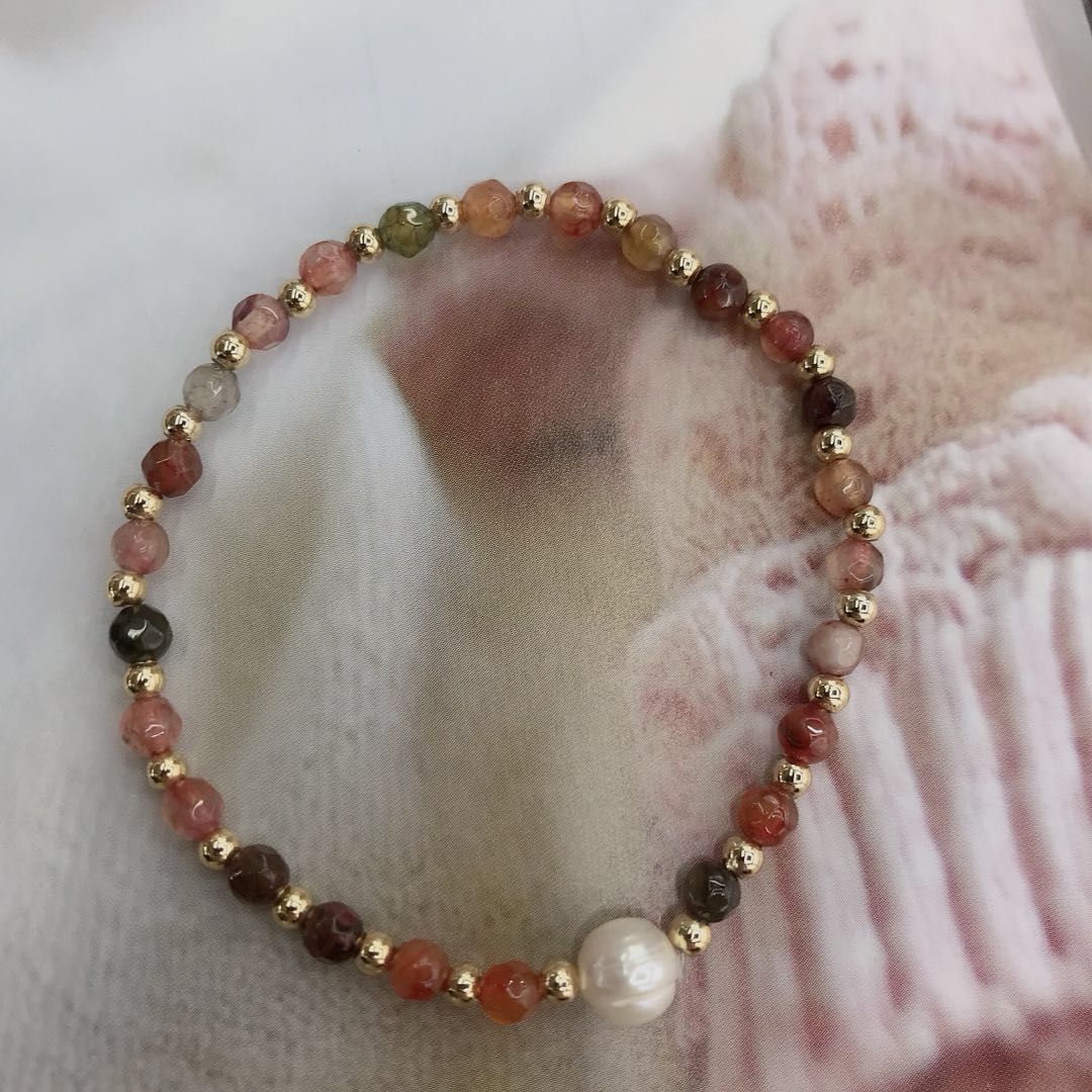 Fashion natural agate temperament bracelet Japan retro web celebrity pearl bracelet thumbnail