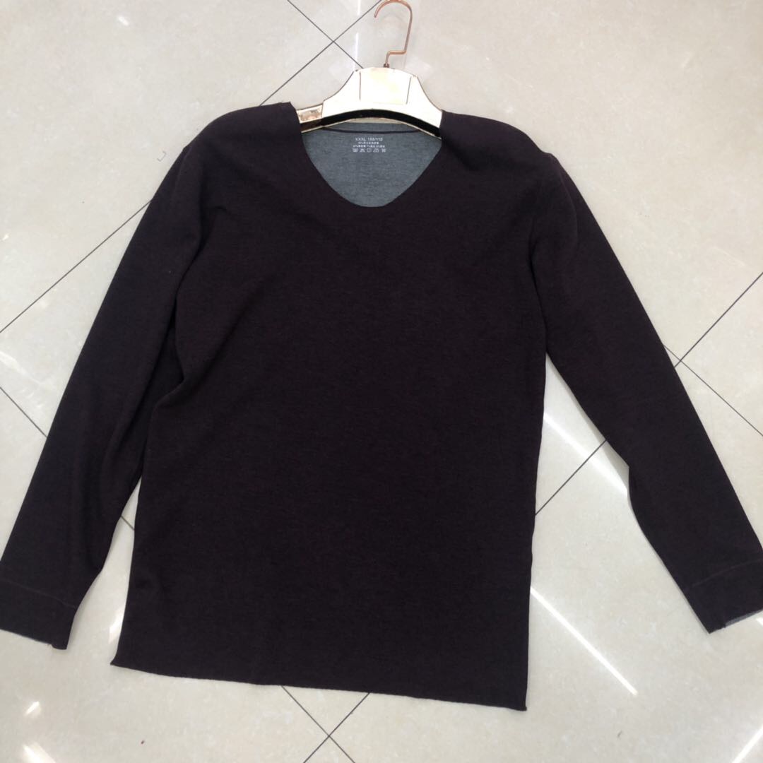 2020年夏季新款圆领长袖上衣男士无痕修身打底针织衫