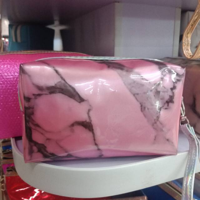 Women's Pink Marbled Handbag Clutch Bag