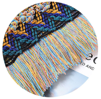 Ladies Ethnic Style With Warm Fringe Oblique Stripe Knitted Shawl Specification drawing