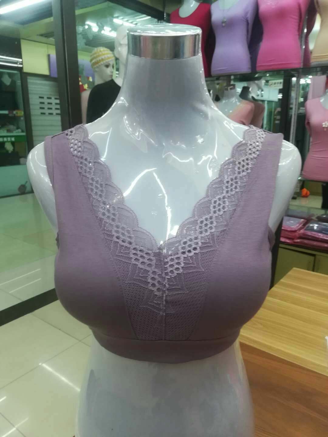 Women's Lace V-Neck Bra Modal Underwire Underwear Base details Picture