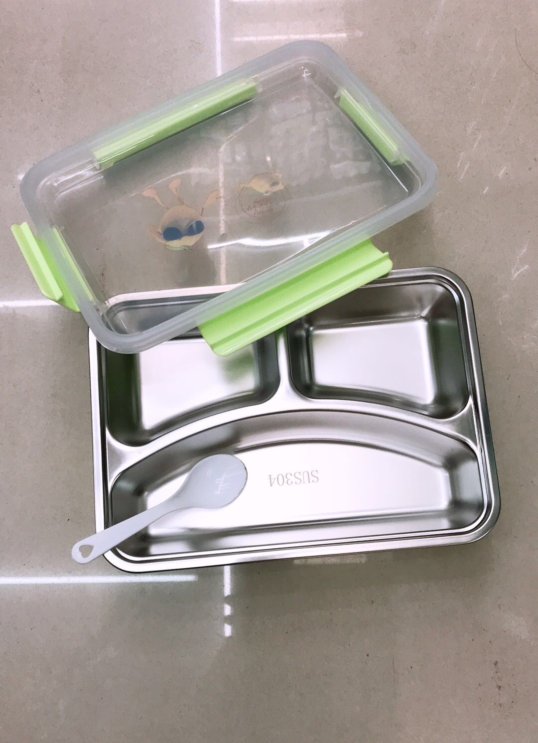 3-compartment plastic stainless steel lunch box, office worker and student insulated lunch box, separated cafeteria lunch box, portable lunch box set Specification image