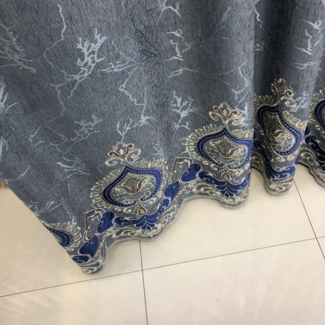 Curtain Fabric Finished Embroidery Simple Wind Living Room Custom Heat Insulation Shade Rental Bedroom Noble And Elegant Specification drawing
