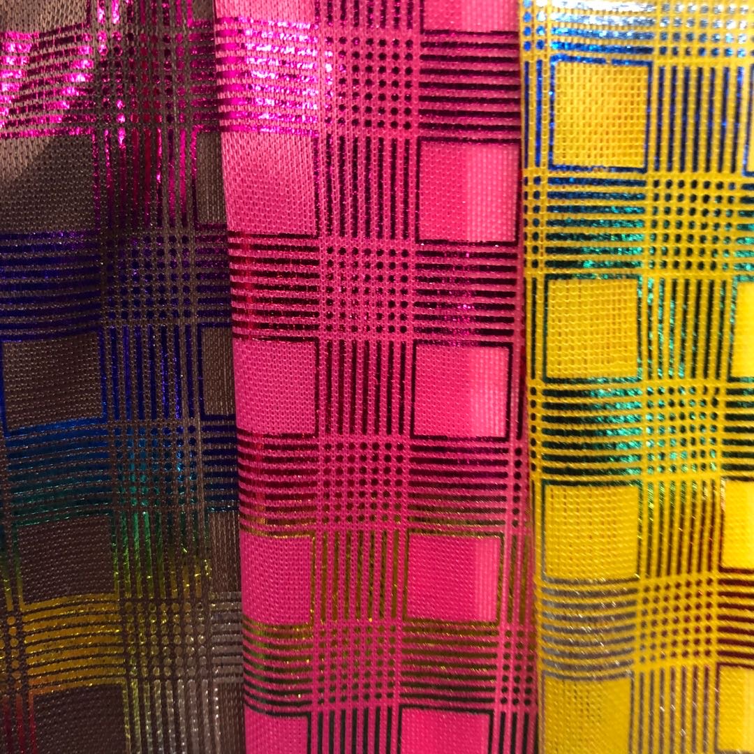 七彩格子烫金布面料布料多色饰品辅料