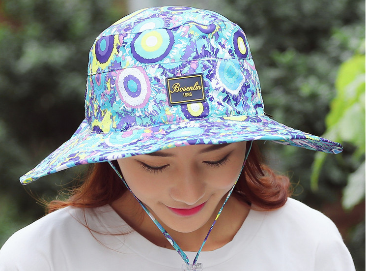 Blue Circle All-Match Outdoor Sunshade Hat Beach Trip Fisherman Hat Collapsible Breathable Large Brim Hat details Picture