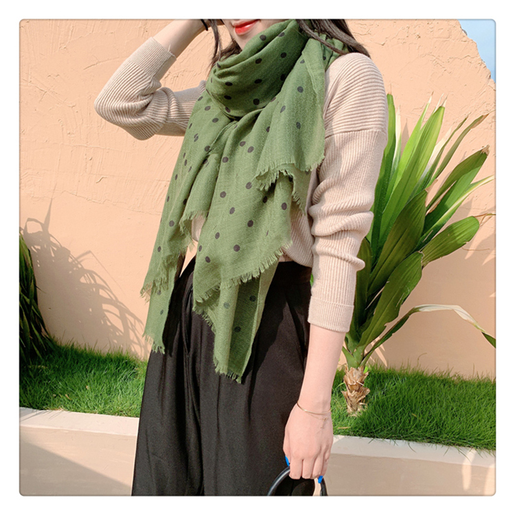Women's Fashion Trend All Match Warm Polka Dot Cotton And Hemp Scarf details Picture