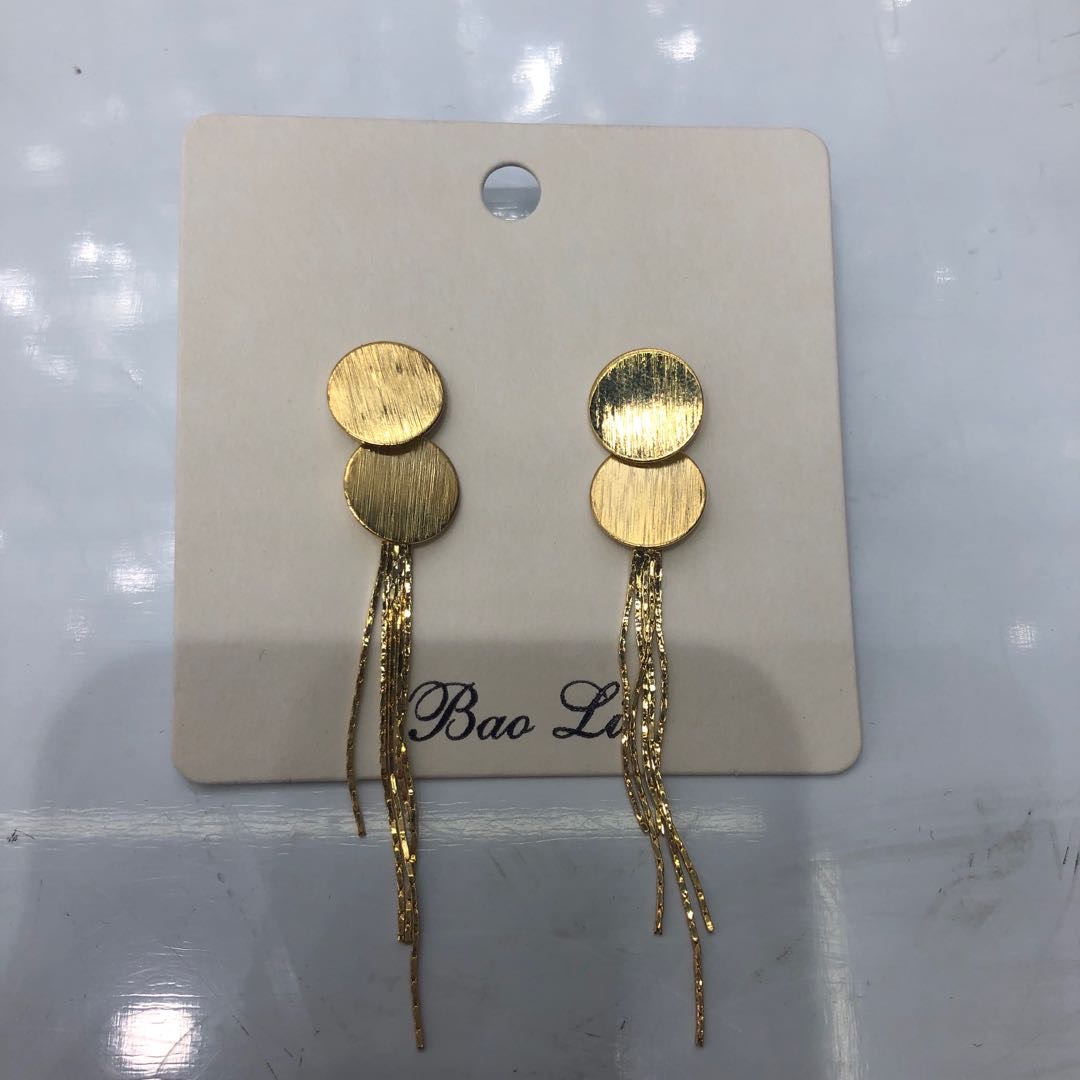 金属圆片流苏耳环2019新款潮韩国气质长款耳坠个性时尚网红耳饰