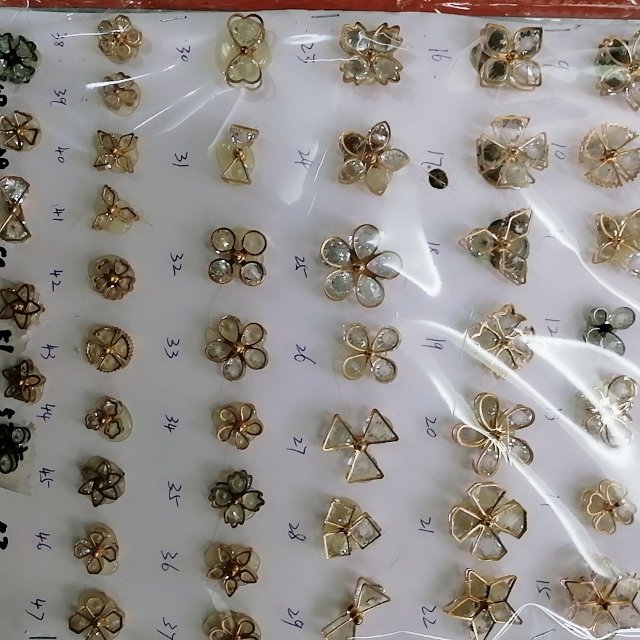 Acrylic DIY handcrafted diamond-encrusted plum blossom iron sheet earrings and stud accessories details Picture
