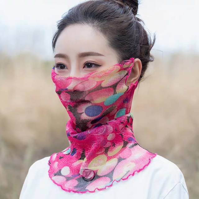 韩版时尚网纱面罩多种图案夏日防晒袖套日韩清凉时尚面纱