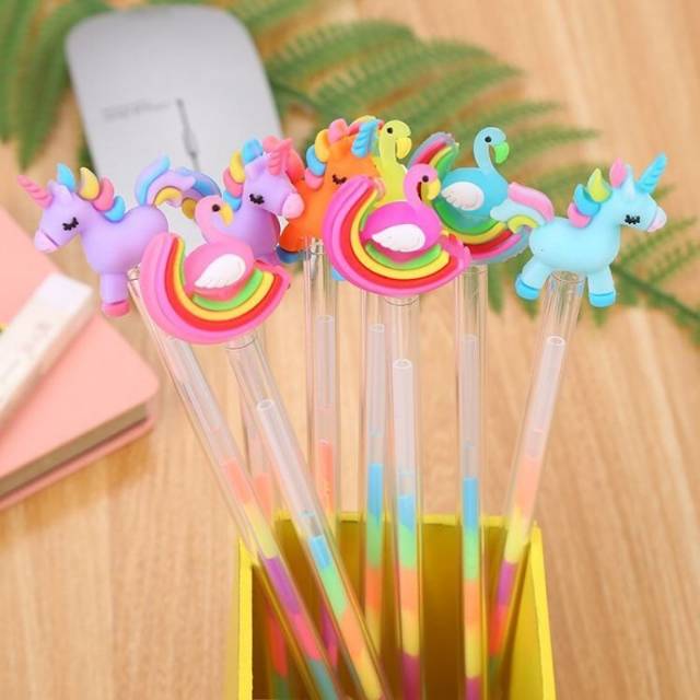 卡通立体pvc笔头创意软胶独角兽笔帽厂家直销学生中性笔帽定制