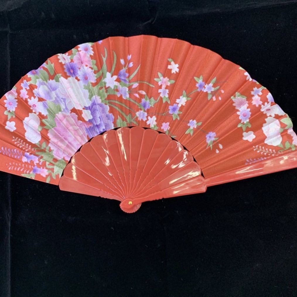 女士平板绸布塑料折扇优质舞蹈扇外贸女扇礼品扇