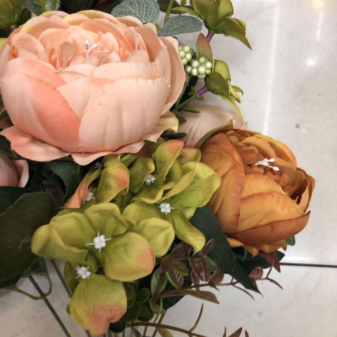 大头牡丹仿真花束绢布婚庆彩色绢花婚礼插花产品图