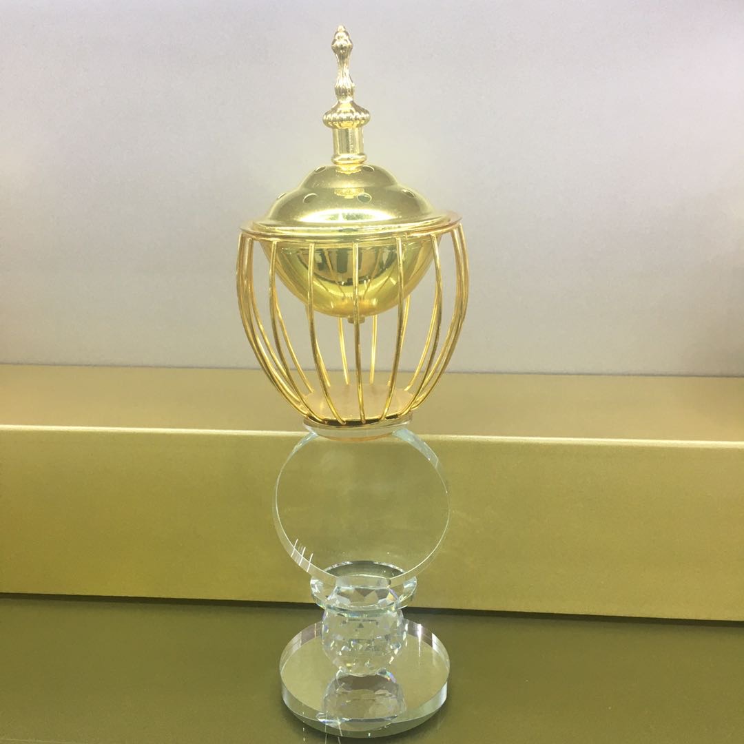 BYB01-G水晶铁艺镀金香炉 欧式玻璃电镀香炉