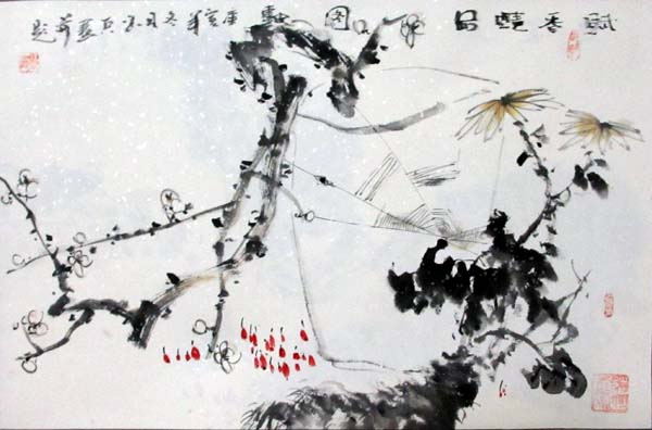 天地国画60X90cm山水花鸟纯手工国画