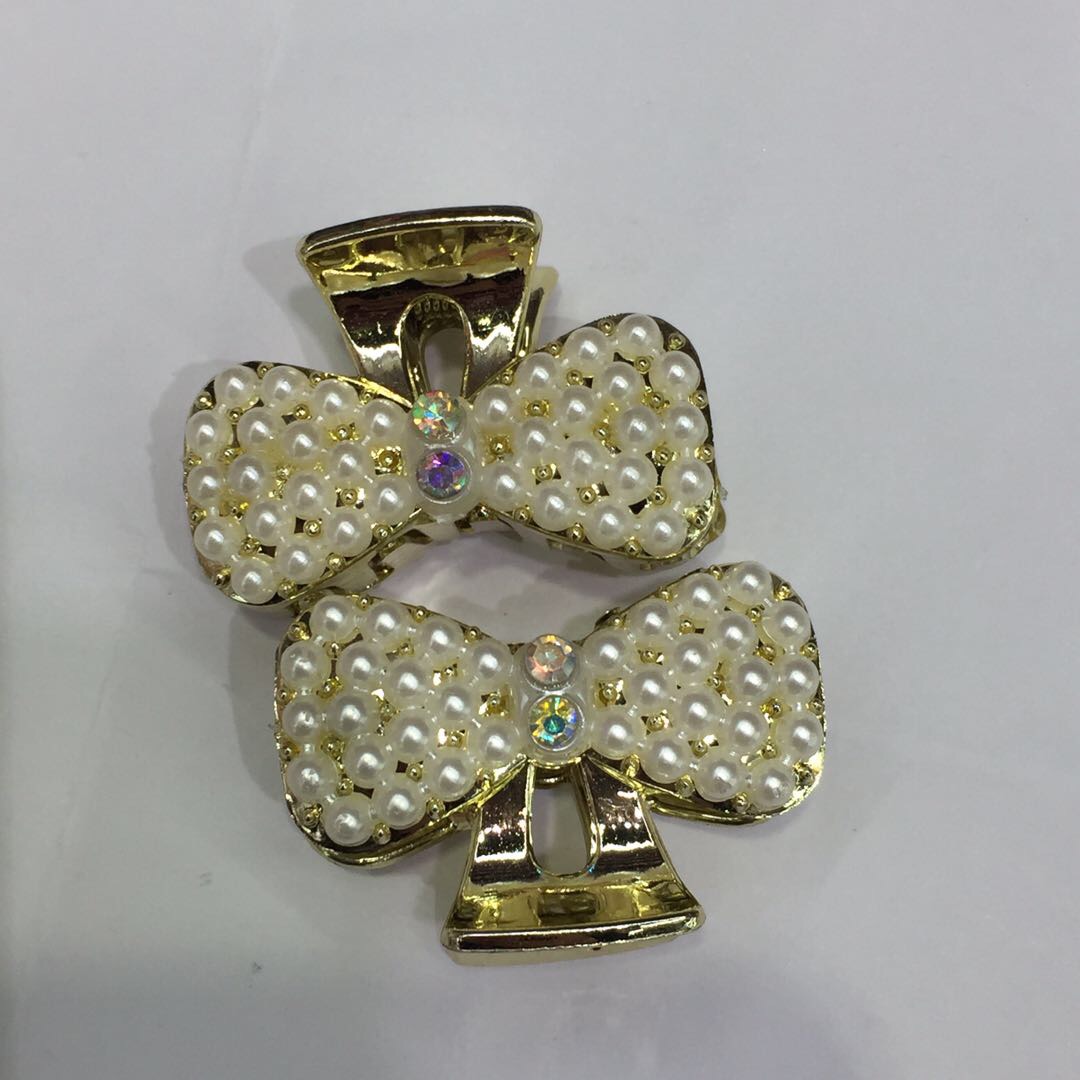 小号发夹仿珍珠蝴蝶结刘海夹精致合金发饰