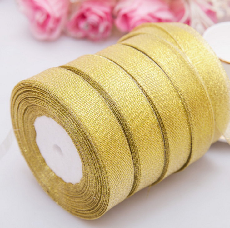 Gold scallion ribbon, gold thread ribbon, silver scallion ribbon, silver thread ribbon, gold and silver scallion ribbon, 3cm gift packaging, baking ribbon details Picture