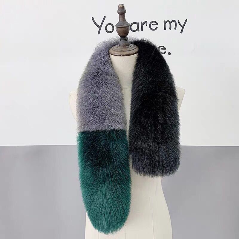 Women's Fashion Trend Casual Winter Style Thick Matching Color Imitation Fur Bib details Picture