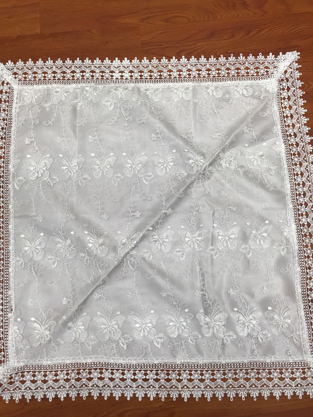 电脑绣花编织镂空工艺简约素色桌布85*85