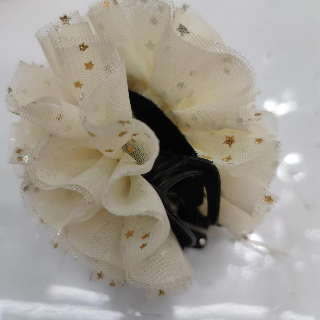 韩版时尚洋气百搭女士发夹布艺欧根纱五角星头扣细节图