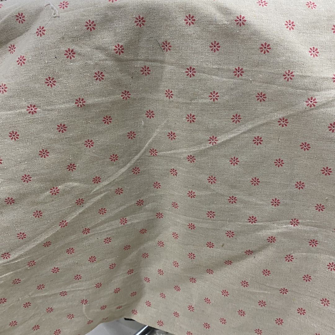印花棉麻布料 亚麻面料 小雏菊印花麻布 手工窗帘布 批发