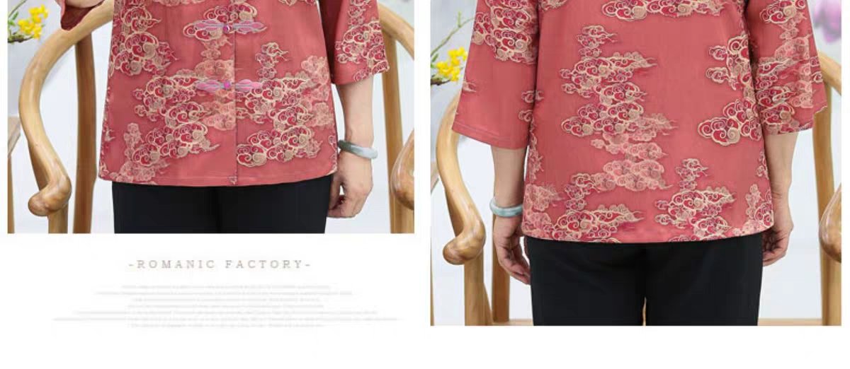 Spring shirts for middle-aged and elderly female mothers, 60 years old, 70 years old, summer suits for grandmothers, 80 years old, clothes for wives details Picture